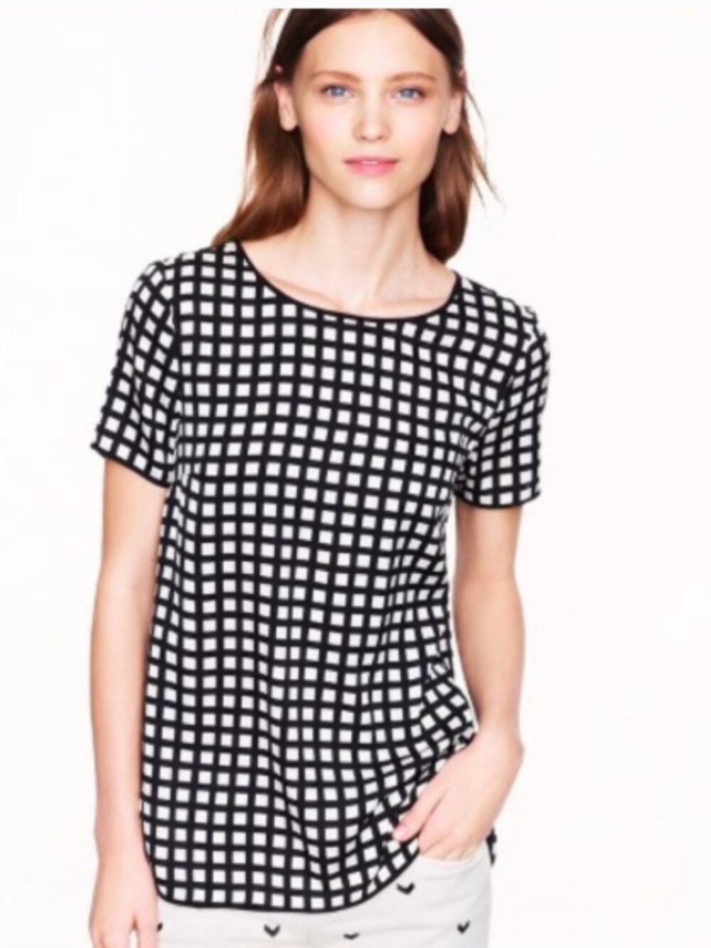 J. Crew Black and White Checkered Top